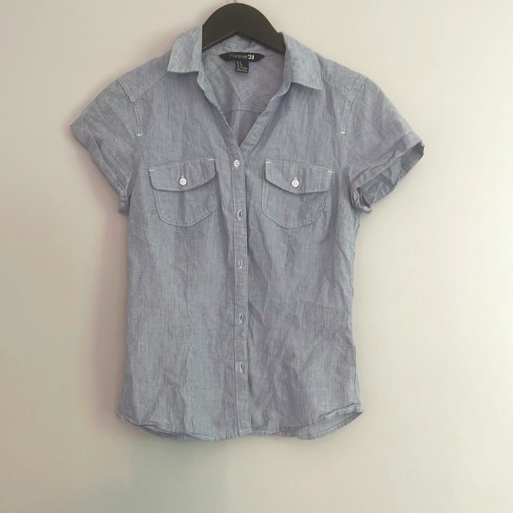 Short Sleeve Chambray Blouse